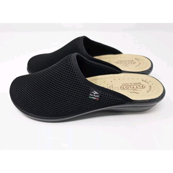 Fly Flot Mesh Clogs Black Anti Shock Anatomic Slip On Shoes Size 9 - Picture 3 of 8